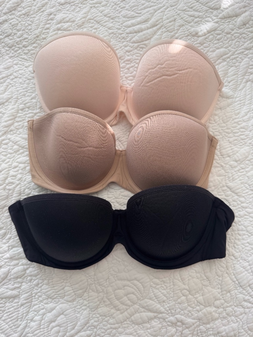 Set of 3 Third Love Strapless Bras size 34.5B with removable straps included.